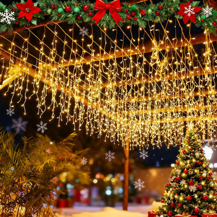 33FT 240 LED Christmas Icicle Lights – 8 Modes USB Curtain String Lights