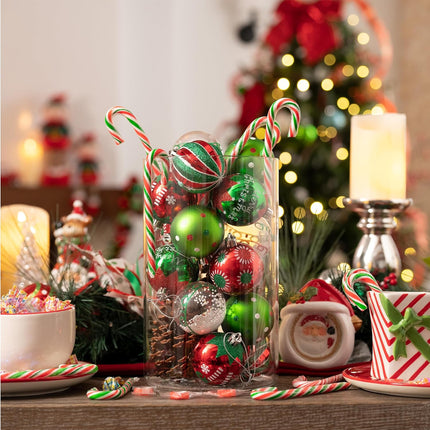 9 Pack Elf Red Green White Shatterproof Christmas Tree Hanging Ornaments