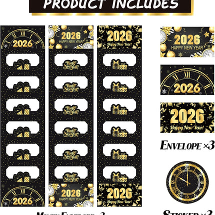 3-Piece New Year 2026 Gift Card Holders – Cash Envelopes for NYE Party