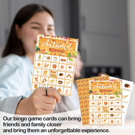 Autumn Bingo Cards for Adults, Fun Fall Party Game Set for Groups – 29 Players