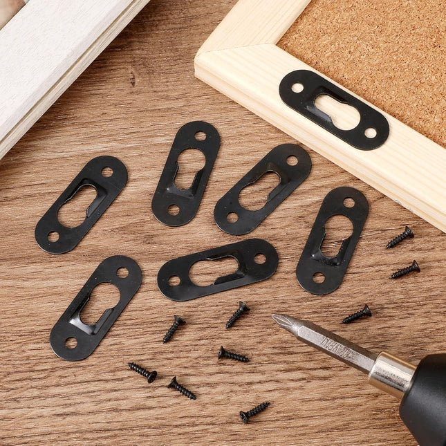 20 Pack Keyhole Hangers – Heavy Duty Metal Wall Brackets with 40 Screws, Black