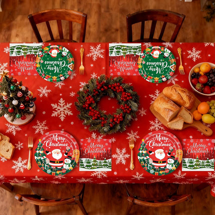 75PCS Christmas Plates and Napkins Set, Christmas Paper Plates Disposable Santa Snowman Dinnerware Set for Xmas Holiday Party Supplies Table Decor