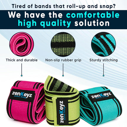 3 Pack Fabric Resistance Booty Bands for Glute Leg Hip Workout Training