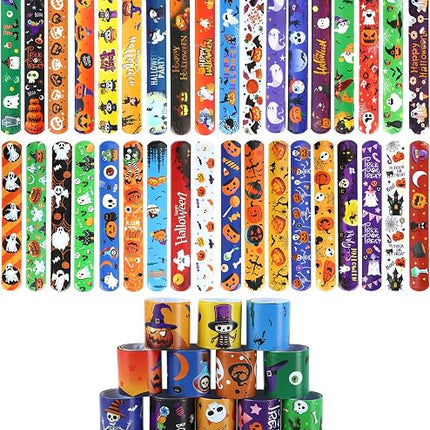 Halloween Slap Bracelets Bulk, Snap Bracelets for Kids, Goodie Bag & Party Favors