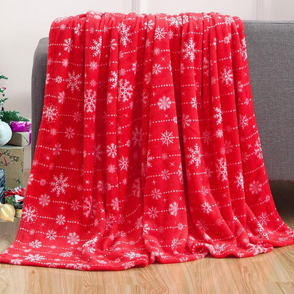 Luxury Velvet Christmas Fleece Blanket – 50x60" Snowflake Cozy Throw