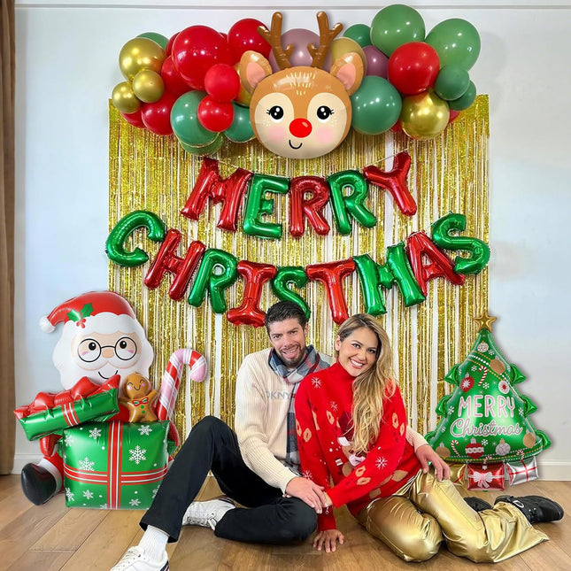 Christmas Foil Balloons Set – Merry Christmas Letters with Santa & Tree