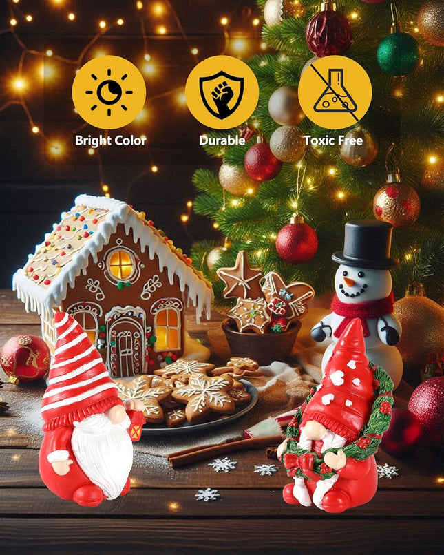 2PCS Resin Gnome Christmas Decorations, 4.3'' Table Ornaments for Holiday Decor