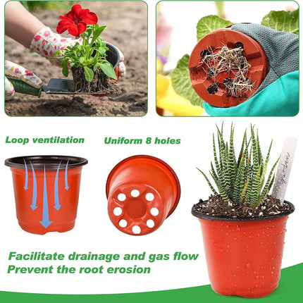 100 Plastic Nursery Pots for Flowers & Seedlings – Includes Plant Labels