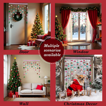 Christmas Fluffy Plush Curtain – Self-Adhesive, 34" W x 36" L for Door, Window, Wall