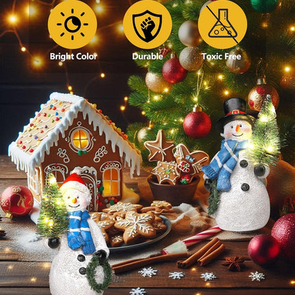 Christmas Snowmen Duo with Lighted Tree Wreath – Resin Figurines, Indoor Use