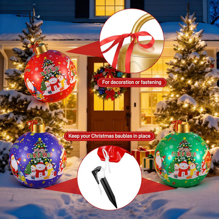 3 Pcs 24" Giant Inflatable Christmas Balls – Large Outdoor Holiday Yard Ornaments