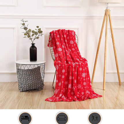 Luxury Velvet Christmas Fleece Blanket – 50x60" Snowflake Cozy Throw