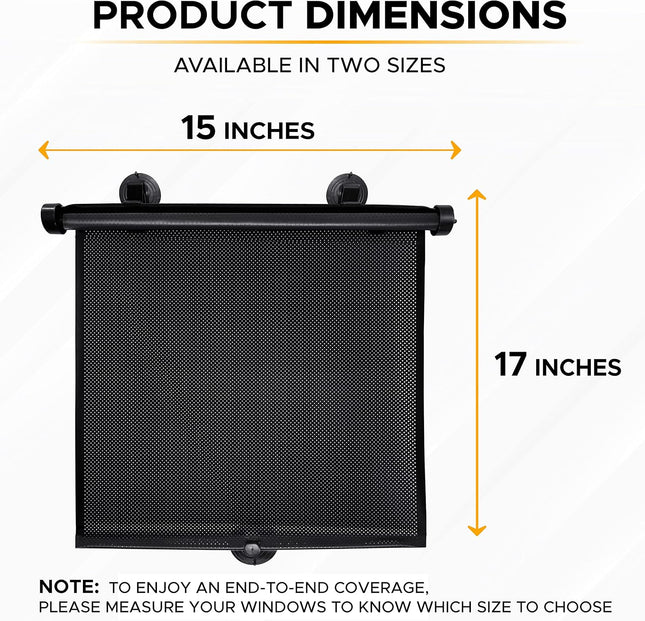 Car Side Window Sun Shade (2 Pack) – Retractable UV & Glare Protection for Kids