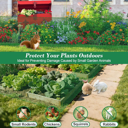 Green Chicken Wire Plant Protectors – 15.7 x 157 in with Stakes & Pliers for Garden