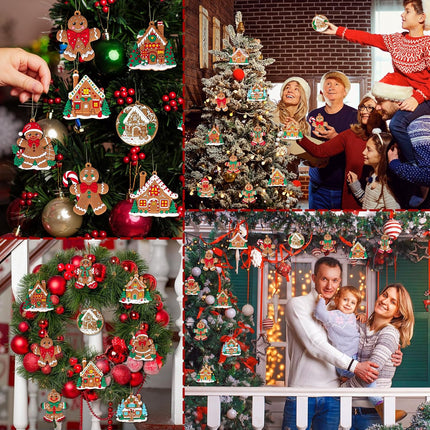 12PCS Gingerbread Ornaments for Christmas Tree, Plastic Gingerbread Decorations
