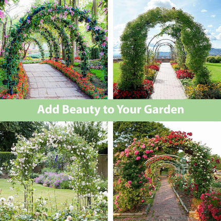 7.8ft Metal Garden Arch Trellis for Climbing Plants Outdoor Wedding Arbor Black