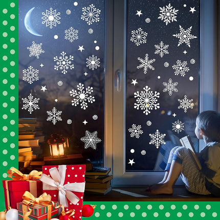 1000PCS Double-Sided Christmas Window Clings Snowflake Xmas Decals