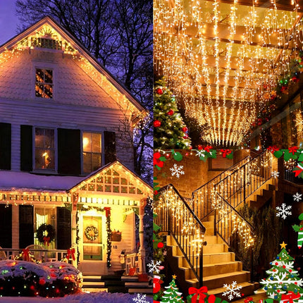 33FT 240 LED Christmas Icicle Lights – 8 Modes USB Curtain String Lights
