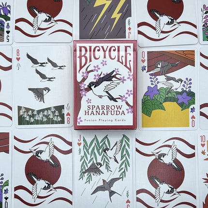 Bicycle Sparrow Hanafuda Fusion Playing Cards, Japanese Art Poker Deck, 52 Cards
