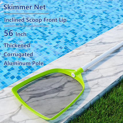 Pool Skimmer Net 72" with Pole, Leaf Rake for Inground Above Ground Pool, Spa