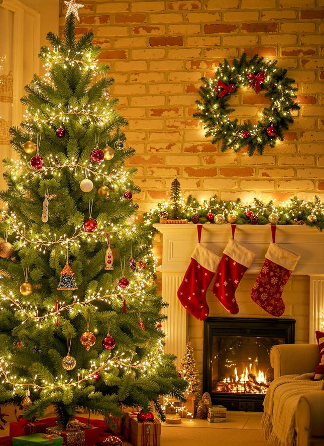 10Ft 120 LED Starry Firecracker Fairy Lights, Waterproof Silver Wire, Battery Operated