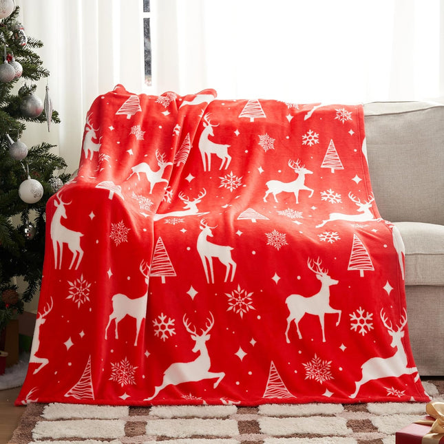 Christmas Throw Blanket – Soft Flannel Plush Blanket for Warmth & Holiday Decorative Touch