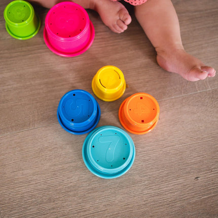 8 Colorful Stackable Cups – Baby Bath Toys & Toddler Learning Set