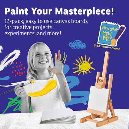 12-Pack Small Canvases 4x4" – Blank White Cotton Boards for Painting