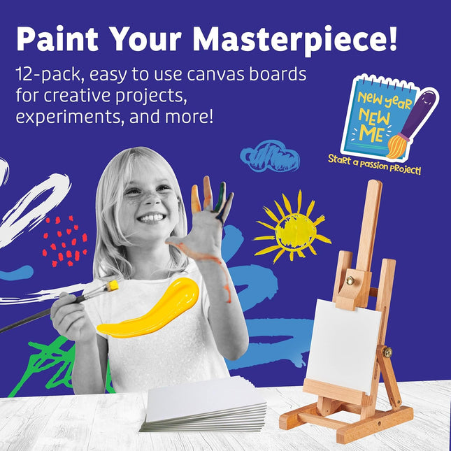 12-Pack Small Canvases 4x4" – Blank White Cotton Boards for Painting