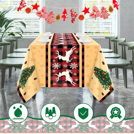 2-Pack Christmas Tablecloths – Xmas Party Decorations for Indoor/Outdoor
