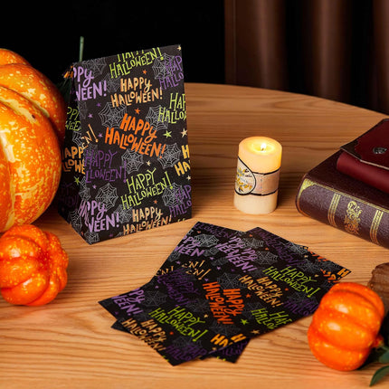30-Pack Halloween Paper Treat Bags, 9.1x5.1x3.1in Spider Web Goodie Bags