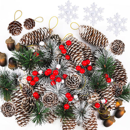 138 PCS Pinecone & Berry Christmas Decor Indoor Table & Wreath Supplies