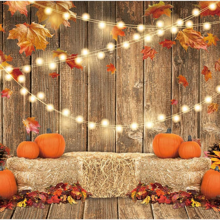 Fall Harvest Backdrop 7x5ft – Pumpkin, Maple Leaves, Photo Booth Prop