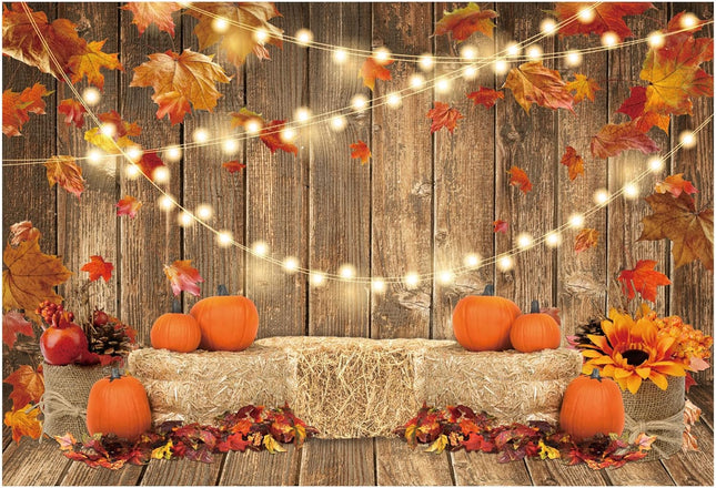 Fall Harvest Backdrop 7x5ft – Pumpkin, Maple Leaves, Photo Booth Prop