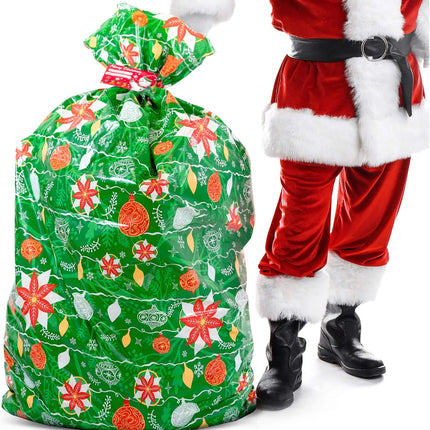 1PC Large Christmas Gift Bag, Heavy Duty Gift Sack with Tag & Tie for Presents
