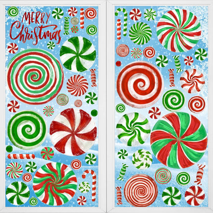 Christmas Window Clings – Candy Cane Stickers and Candyland Decals for Holiday Decor