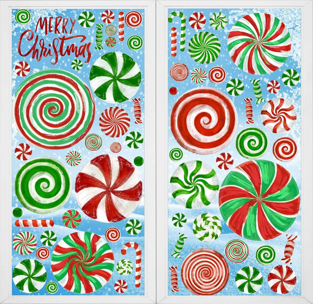 Christmas Window Clings – Candy Cane Stickers and Candyland Decals for Holiday Decor