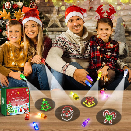 32 Christmas Finger Lights – Light-Up Goodie Bag Stuffers for Kids’ Holiday Fun
