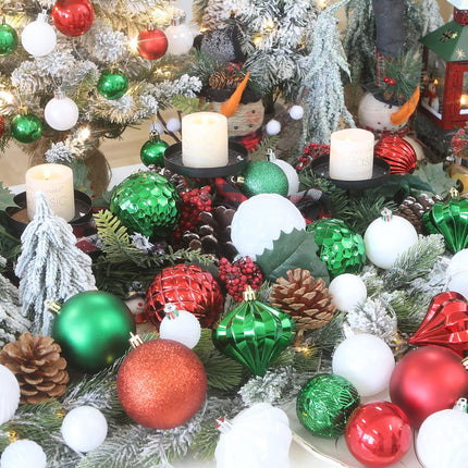 36PCS White Shatterproof Christmas Ball Ornaments – Multi-Size Xmas Baubles