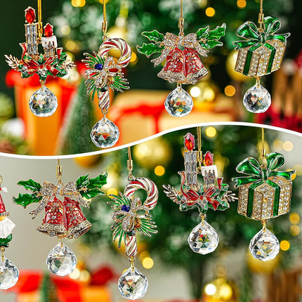 4-Piece Christmas Ornament Set – Candy Cane, Gift Box, Bell Hanging Ornaments for Xmas Tree