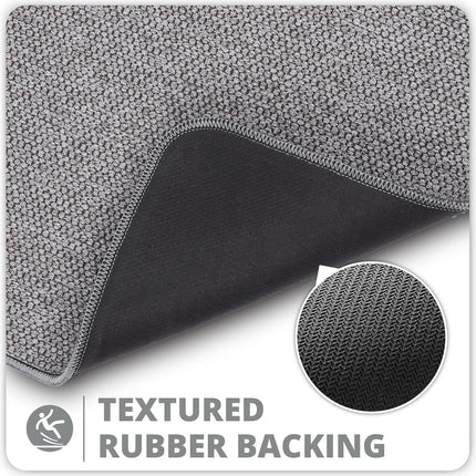 Ultra Thin Bath Mat 17x27", Non-Slip Rubber Backing, Quick Dry, Machine Washable Gray