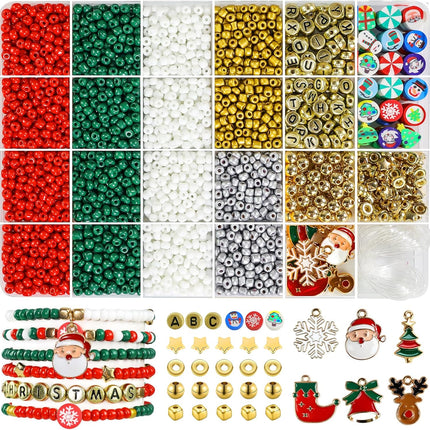 Christmas Friendship Bracelet Kit – 2100PCS Beads & Charms for DIY Gifts