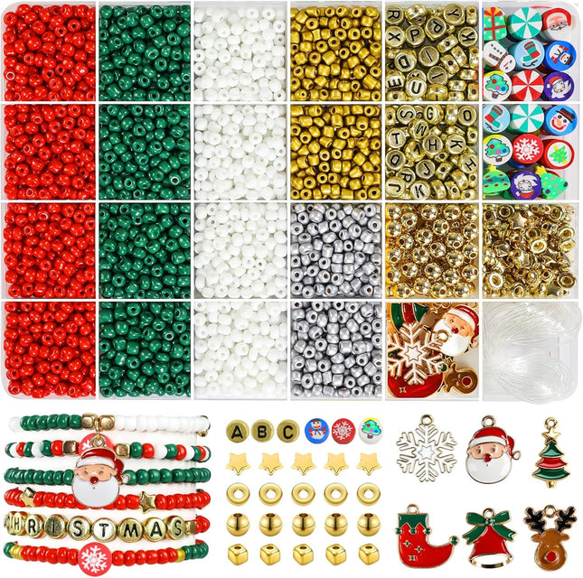 Christmas Friendship Bracelet Kit – 2100PCS Beads & Charms for DIY Gifts