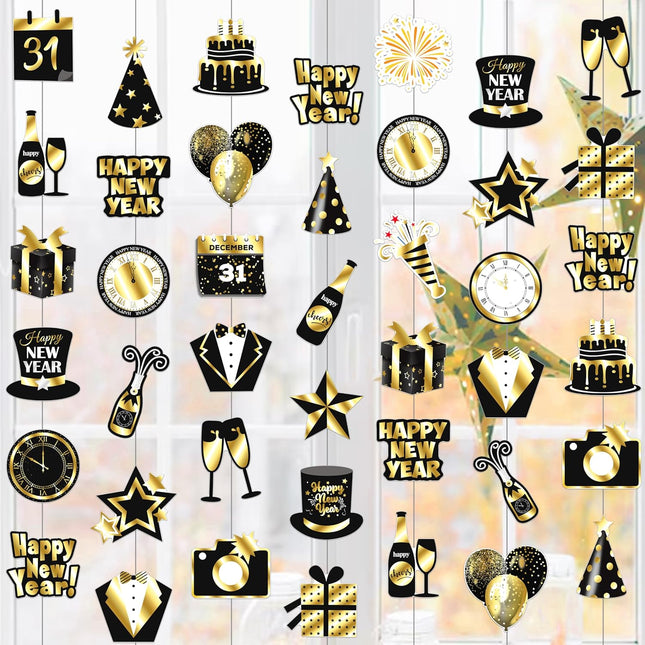 Happy New Year 2026 Party Decor – 8-Pc Hanging Garlands for NYE