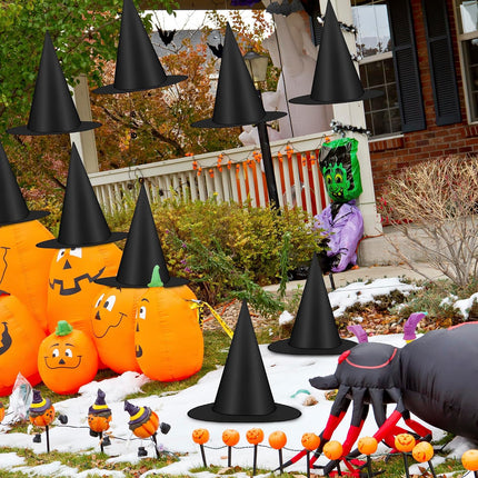 12-Piece Halloween Witch Hats with 328FT Cord, Hanging Porch & Yard Decorations