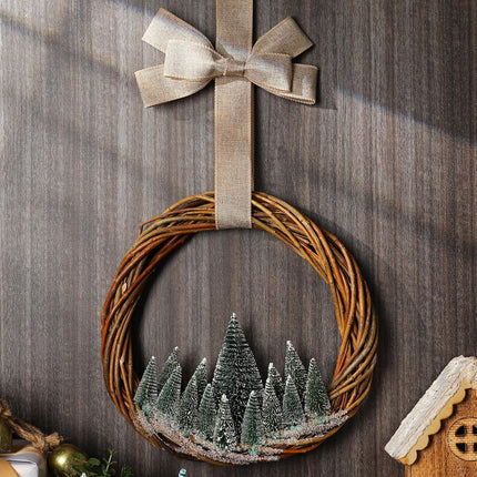 Christmas Bottle Brush Wreath – 11.8" Farmhouse Norfolk Pine Decor