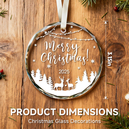 2025 Glass Christmas Tree Ornament – White Holiday Hanging Decor for Home