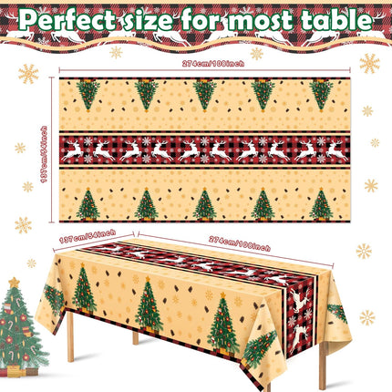 2-Pack Christmas Tablecloths – Xmas Party Decorations for Indoor/Outdoor