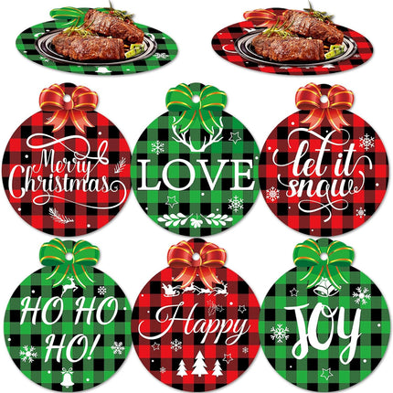 6-Pack Merry Christmas Round Placemats – Buffalo Plaid Washable Holiday Table Mats