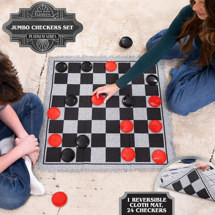 Giant Checkers and Tic Tac Toe Board Game Set Indoor Outdoor Family Game